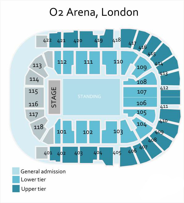 O2 Arena Detailed Seating Chart