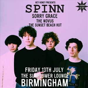 SPINN + Sorry Grace + The Novus + Sunset Beach Hut SPINN + Sorry Grace + The Novus + Sunset Beach Hut