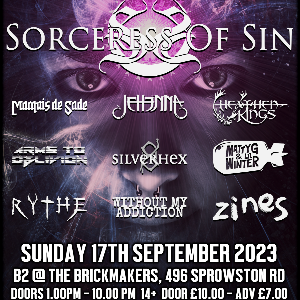 See Tickets - SORCERESS OF SIN-MARQUIS DE SADE-JEHENNA + MORE Tickets ...