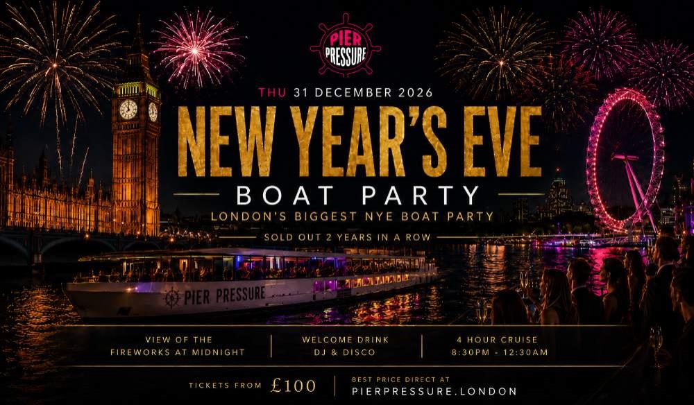 London NYE 2026/27 Fireworks View Boat Party