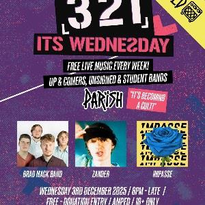 3-2-1 Weds feat Brad Mack Band + Zander + Impasse