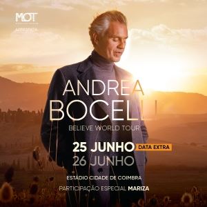 Andrea Bocelli - Concerto Coimbra bilhetes e Datas 2021