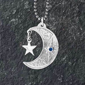 113-Sapphire Moon Fine Silver Pendant