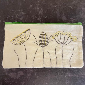 226-Kantha Seed Head Hand Stitched Pouch