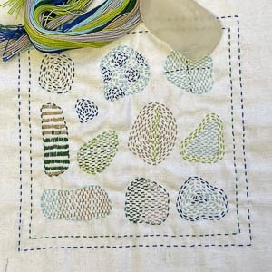166-Kantha Stitched Seaglass Embroidery