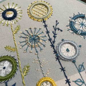 161-Modern 3D Embroidered Blooms