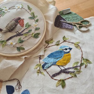 258-Fabric Appliqued Birds