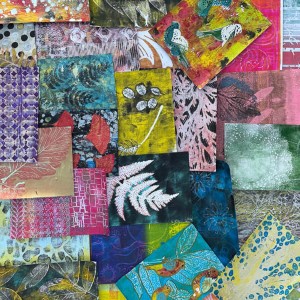 185-Experimental Gelli Print on Paper & Fabric