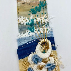 074-Hand Embroidered Seascape Textile Art Piece