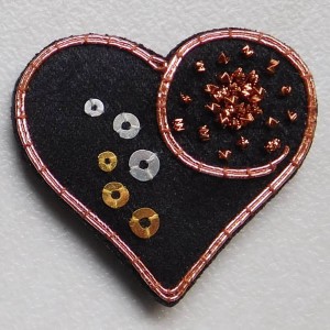 134-Precious Heart Goldwork Brooch