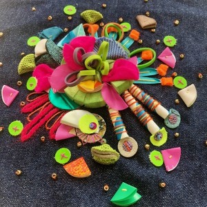 099-Embellished Mixed Media Stitched Florals