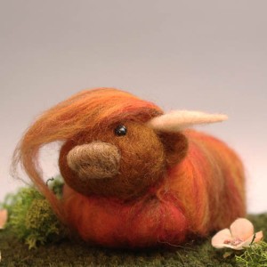 042-Needle Felted Ginger Highland Cow