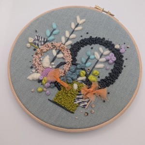 054-Floral Garden Design, Abstract Hand Embroidery