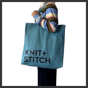 NEW TEAL TOTE BAG WITH KNIT + STITCH LOGO