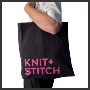 NEW BLACK TOTE BAG WITH KNIT + STITCH LOGO