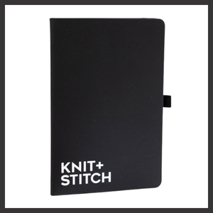 BLACK NOTEBOOK WITH KNIT + STITCH LOGO